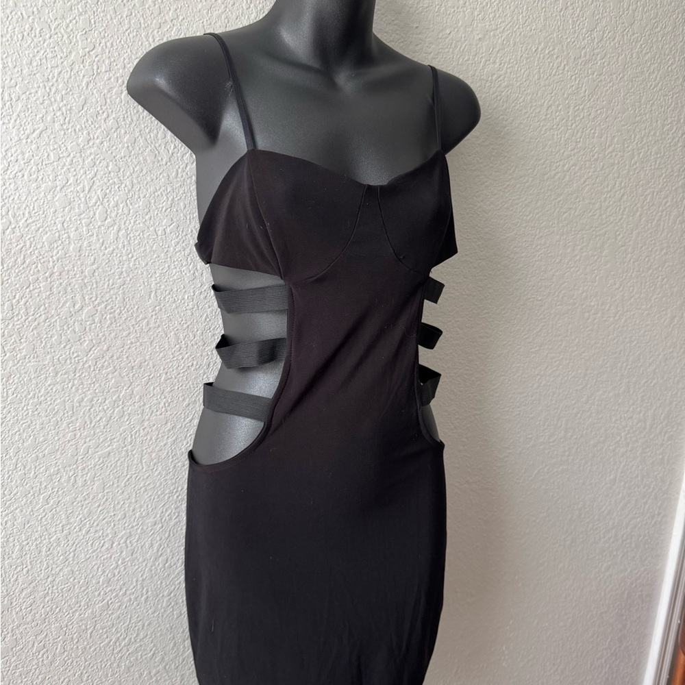 Strappy Black Cut-Out Mini Dress